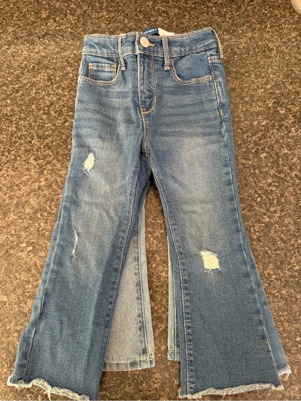 3- Old Navy Girls' Multi-Blue Denim Jeans with Embroidered Stars